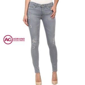ADRIANO GOLDSCHMIED GREY DISTRESSED SKINNY JEANS